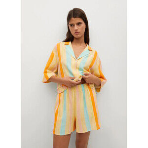 Mango Women's Cotton Striped Shorts Multi Colour Size M NWT